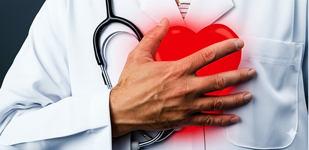 Heart attack symptoms illustration